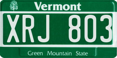 VT license plate XRJ803