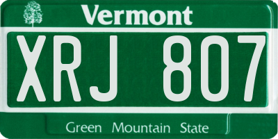 VT license plate XRJ807