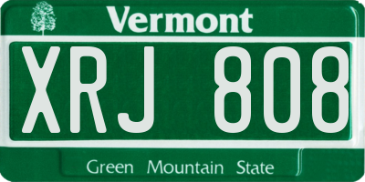 VT license plate XRJ808