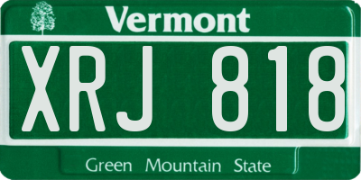VT license plate XRJ818