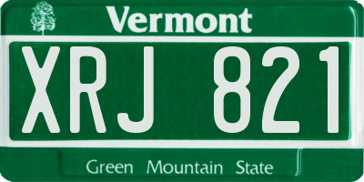 VT license plate XRJ821