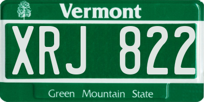 VT license plate XRJ822