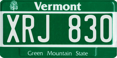 VT license plate XRJ830