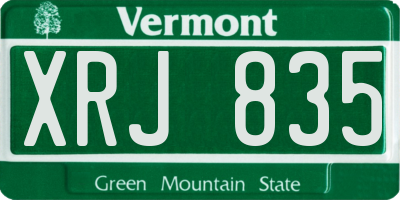 VT license plate XRJ835