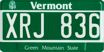 VT license plate XRJ836