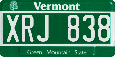 VT license plate XRJ838