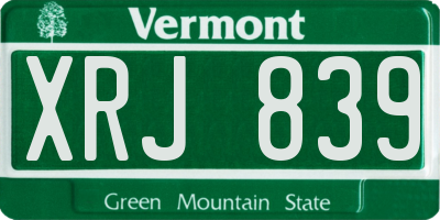 VT license plate XRJ839