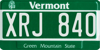 VT license plate XRJ840