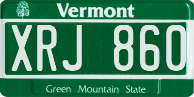VT license plate XRJ860