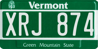 VT license plate XRJ874