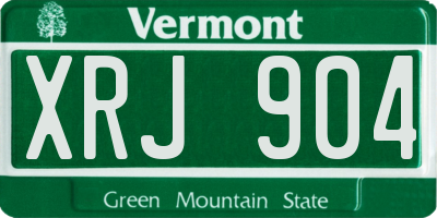VT license plate XRJ904