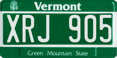 VT license plate XRJ905