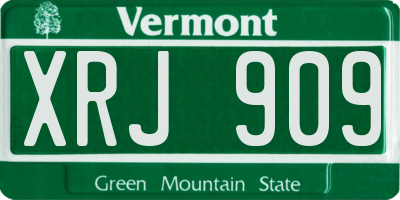 VT license plate XRJ909