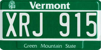 VT license plate XRJ915