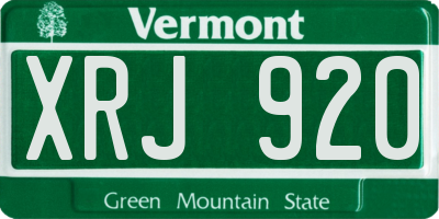 VT license plate XRJ920
