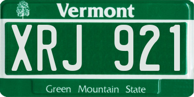 VT license plate XRJ921