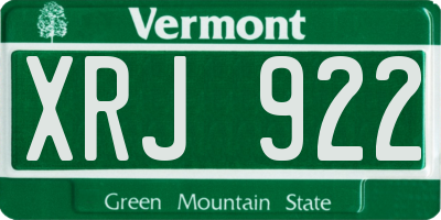 VT license plate XRJ922