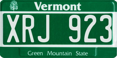 VT license plate XRJ923