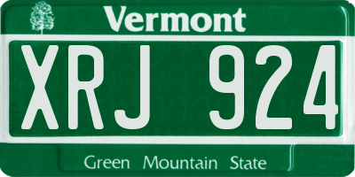 VT license plate XRJ924