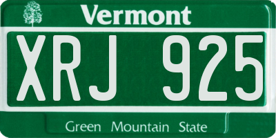 VT license plate XRJ925