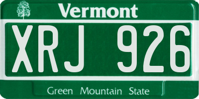 VT license plate XRJ926