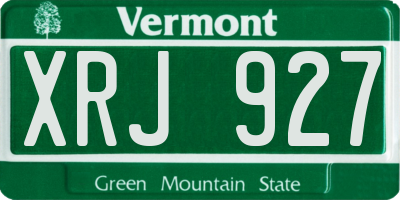 VT license plate XRJ927