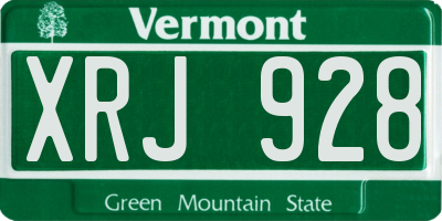 VT license plate XRJ928