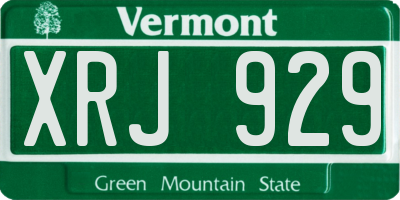 VT license plate XRJ929