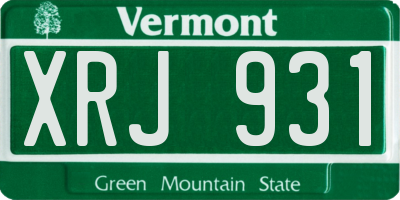 VT license plate XRJ931