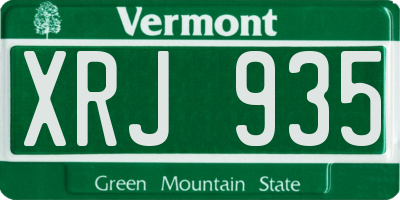 VT license plate XRJ935
