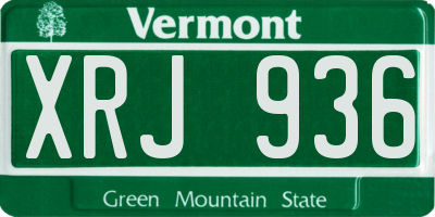 VT license plate XRJ936