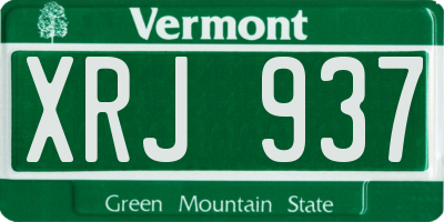 VT license plate XRJ937