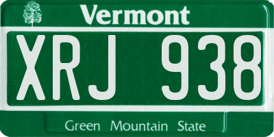 VT license plate XRJ938