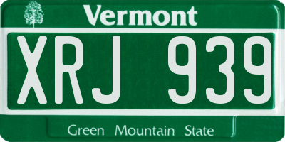 VT license plate XRJ939