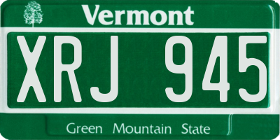 VT license plate XRJ945