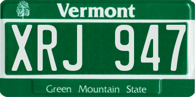 VT license plate XRJ947