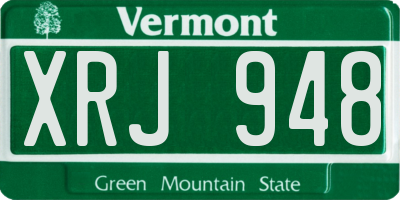 VT license plate XRJ948