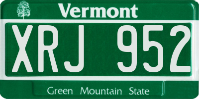 VT license plate XRJ952