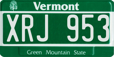 VT license plate XRJ953