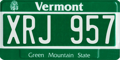 VT license plate XRJ957