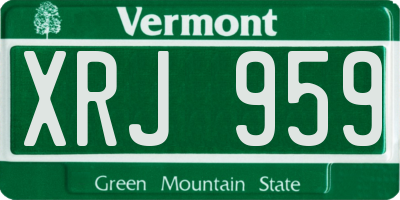VT license plate XRJ959