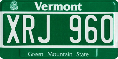 VT license plate XRJ960