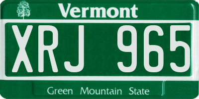 VT license plate XRJ965