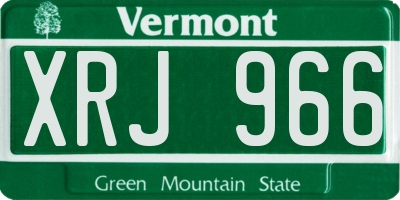 VT license plate XRJ966