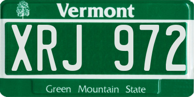 VT license plate XRJ972