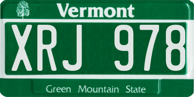VT license plate XRJ978
