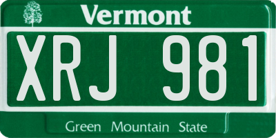 VT license plate XRJ981