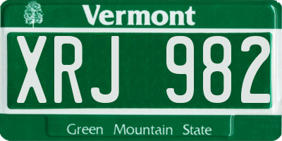VT license plate XRJ982