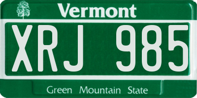 VT license plate XRJ985