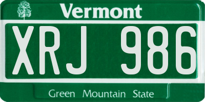 VT license plate XRJ986